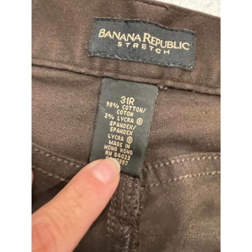 Banana Republic Mens Stretch Jeans 31R Brown Button Fly Straight 29